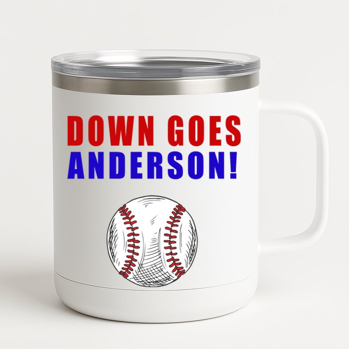 Down Goes Anderson Funny Cleveland Vs Chicago Fight Baseball 12 oz Stainless Steel Tumbler Cup