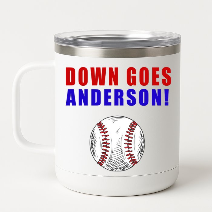 Down Goes Anderson Funny Cleveland Vs Chicago Fight Baseball 12 oz Stainless Steel Tumbler Cup