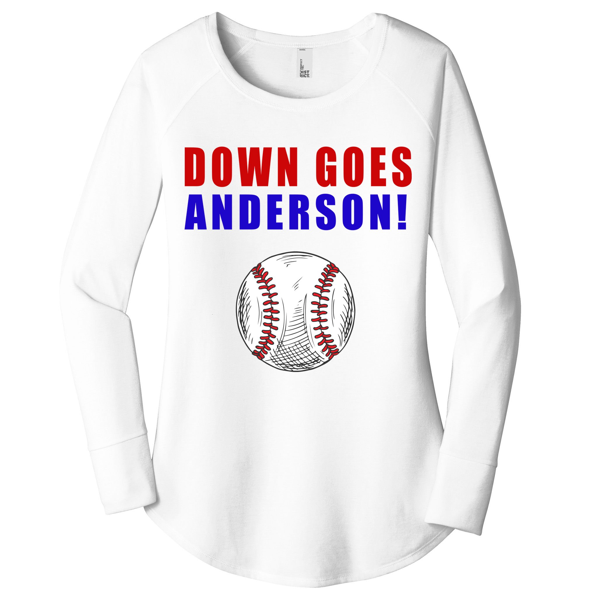 Down Goes Anderson Funny Cleveland Vs Chicago Fight Baseball Women's Perfect Tri Tunic Long Sleeve Shirt