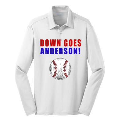 Down Goes Anderson Funny Cleveland Vs Chicago Fight Baseball Silk Touch Performance Long Sleeve Polo