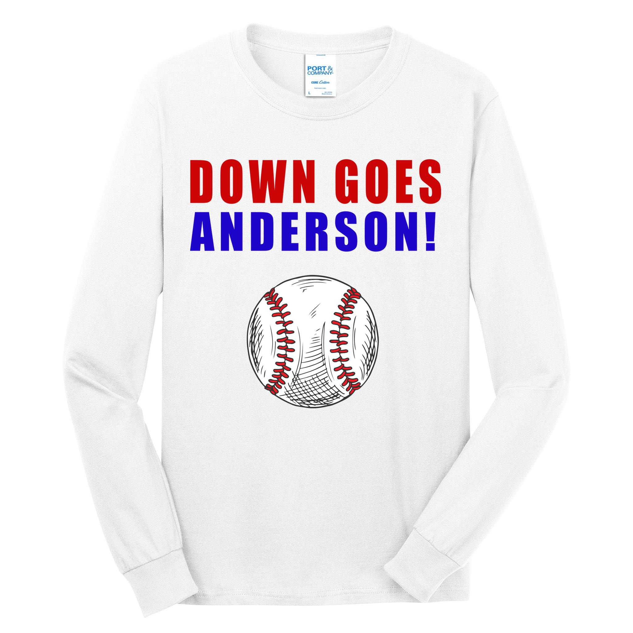 Down Goes Anderson Funny Cleveland Vs Chicago Fight Baseball Tall Long Sleeve T-Shirt