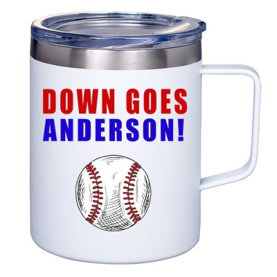 Down Goes Anderson Funny Cleveland Vs Chicago Fight Baseball 12oz Stainless Steel Coffee Mug