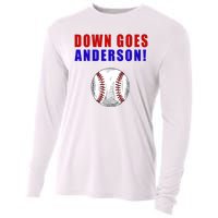 Down Goes Anderson Funny Cleveland Vs Chicago Fight Baseball Cooling Performance Long Sleeve Crew