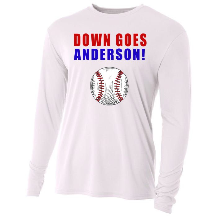 Down Goes Anderson Funny Cleveland Vs Chicago Fight Baseball Cooling Performance Long Sleeve Crew