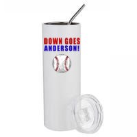 Down Goes Anderson Funny Cleveland Vs Chicago Fight Baseball Stainless Steel Tumbler