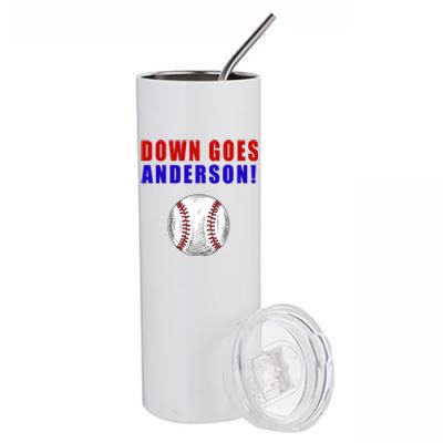 Down Goes Anderson Funny Cleveland Vs Chicago Fight Baseball Stainless Steel Tumbler