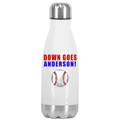 Down Goes Anderson Funny Cleveland Vs Chicago Fight Baseball Stainless Steel Insulated Water Bottle