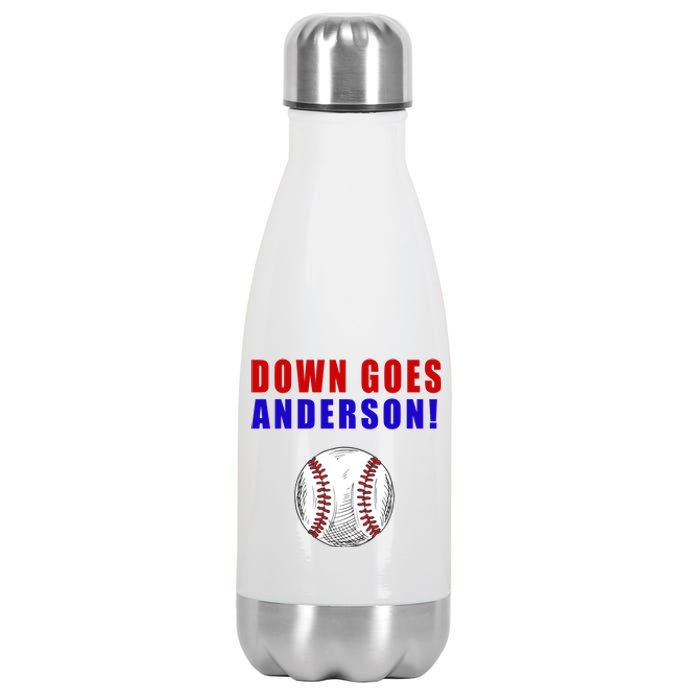 Down Goes Anderson Funny Cleveland Vs Chicago Fight Baseball Stainless Steel Insulated Water Bottle