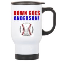 Down Goes Anderson Funny Cleveland Vs Chicago Fight Baseball Stainless Steel Travel Mug