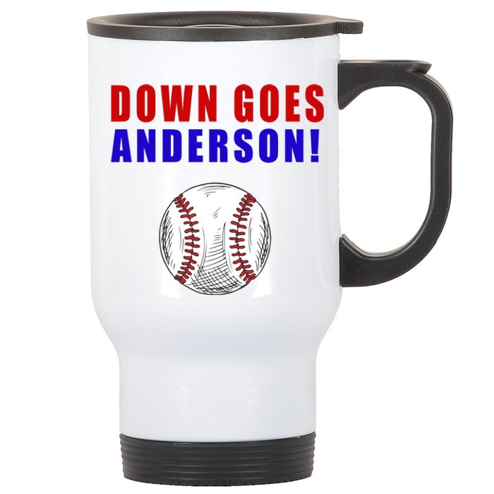 Down Goes Anderson Funny Cleveland Vs Chicago Fight Baseball Stainless Steel Travel Mug