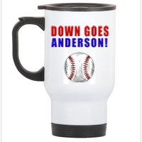 Down Goes Anderson Funny Cleveland Vs Chicago Fight Baseball Stainless Steel Travel Mug