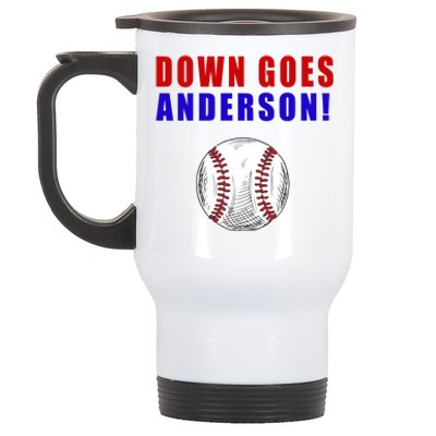 Down Goes Anderson Funny Cleveland Vs Chicago Fight Baseball Stainless Steel Travel Mug