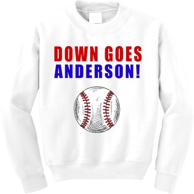 Down Goes Anderson Funny Cleveland Vs Chicago Fight Baseball Kids Sweatshirt