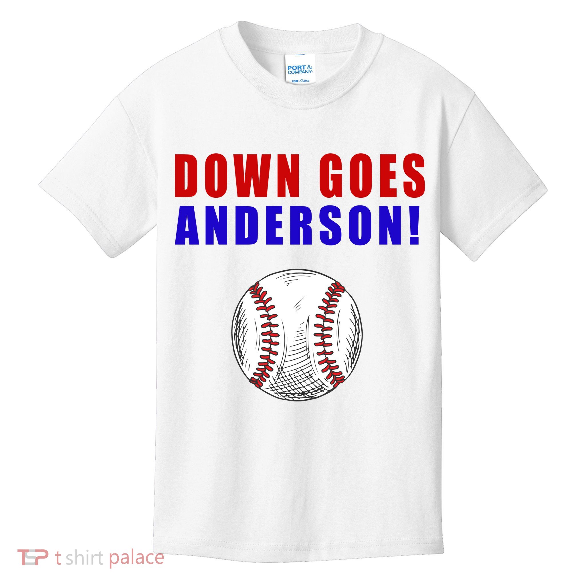 Down Goes Anderson Funny Cleveland Vs Chicago Fight Baseball Kids T-Shirt
