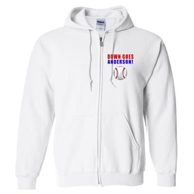 Down Goes Anderson Funny Cleveland Vs Chicago Fight Baseball Full Zip Hoodie