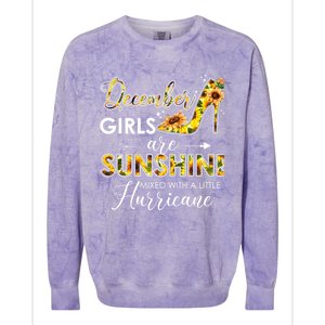 December Girls Are Sunshine Mixed With Hurricane Sunflower Funny Gift Colorblast Crewneck Sweatshirt