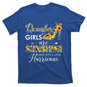 December Girls Are Sunshine Mixed With Hurricane Sunflower Funny Gift T-Shirt