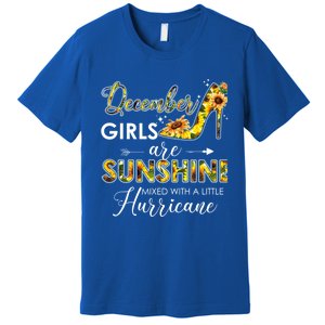 December Girls Are Sunshine Mixed With Hurricane Sunflower Funny Gift Premium T-Shirt