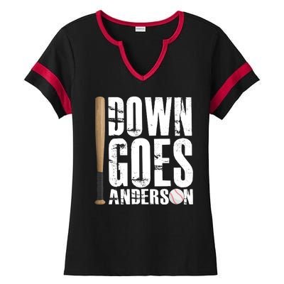 Down Goes Anderson Baseball Ladies Halftime Notch Neck Tee