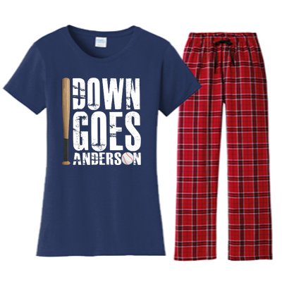 Down Goes Anderson Baseball Women's Flannel Pajama Set