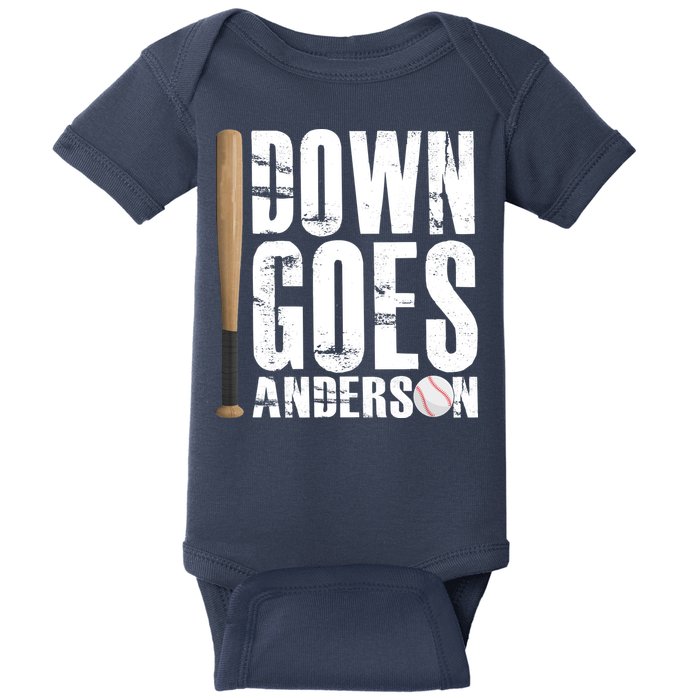 Down Goes Anderson Baseball Baby Bodysuit