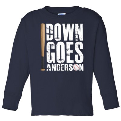 Down Goes Anderson Baseball Toddler Long Sleeve Shirt