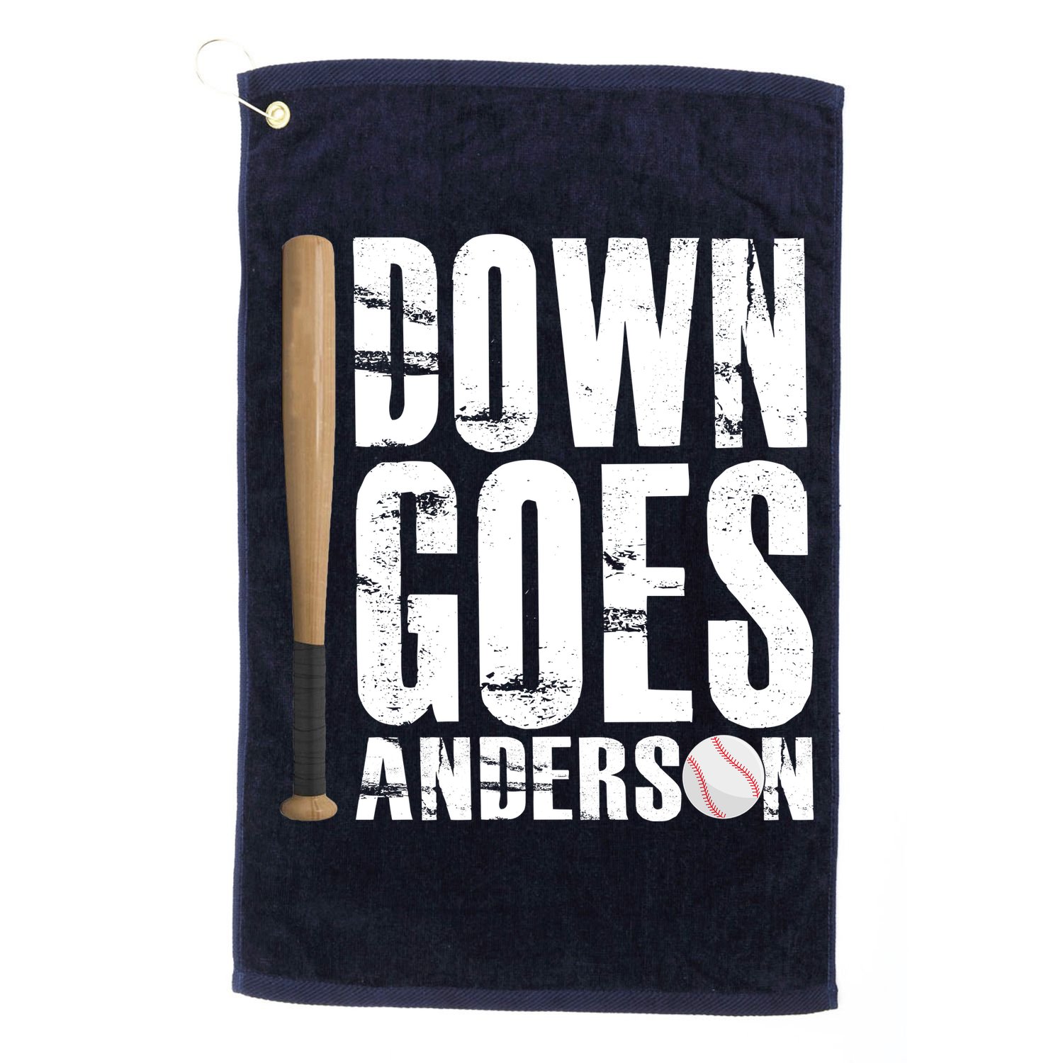 Down Goes Anderson Baseball Golf Towel