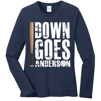 Down Goes Anderson Baseball Ladies Long Sleeve Shirt