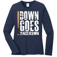 Down Goes Anderson Baseball Ladies Long Sleeve Shirt