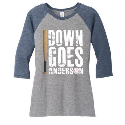 Down Goes Anderson Baseball Women's Tri-Blend 3/4-Sleeve Raglan Shirt