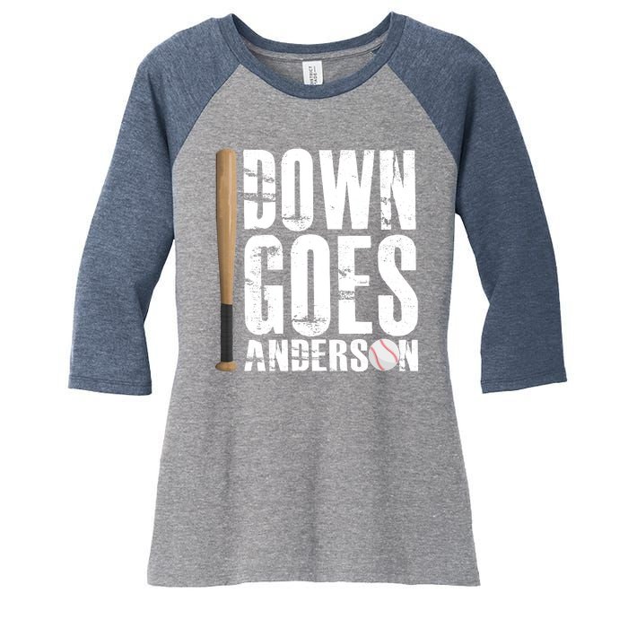 Down Goes Anderson Baseball Women's Tri-Blend 3/4-Sleeve Raglan Shirt