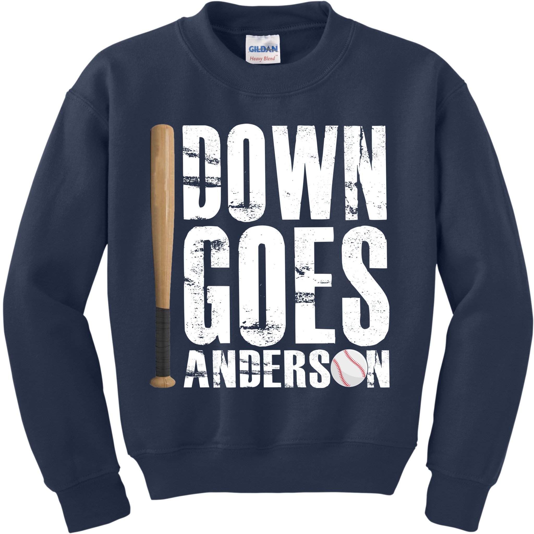 Down Goes Anderson Baseball Kids Sweatshirt