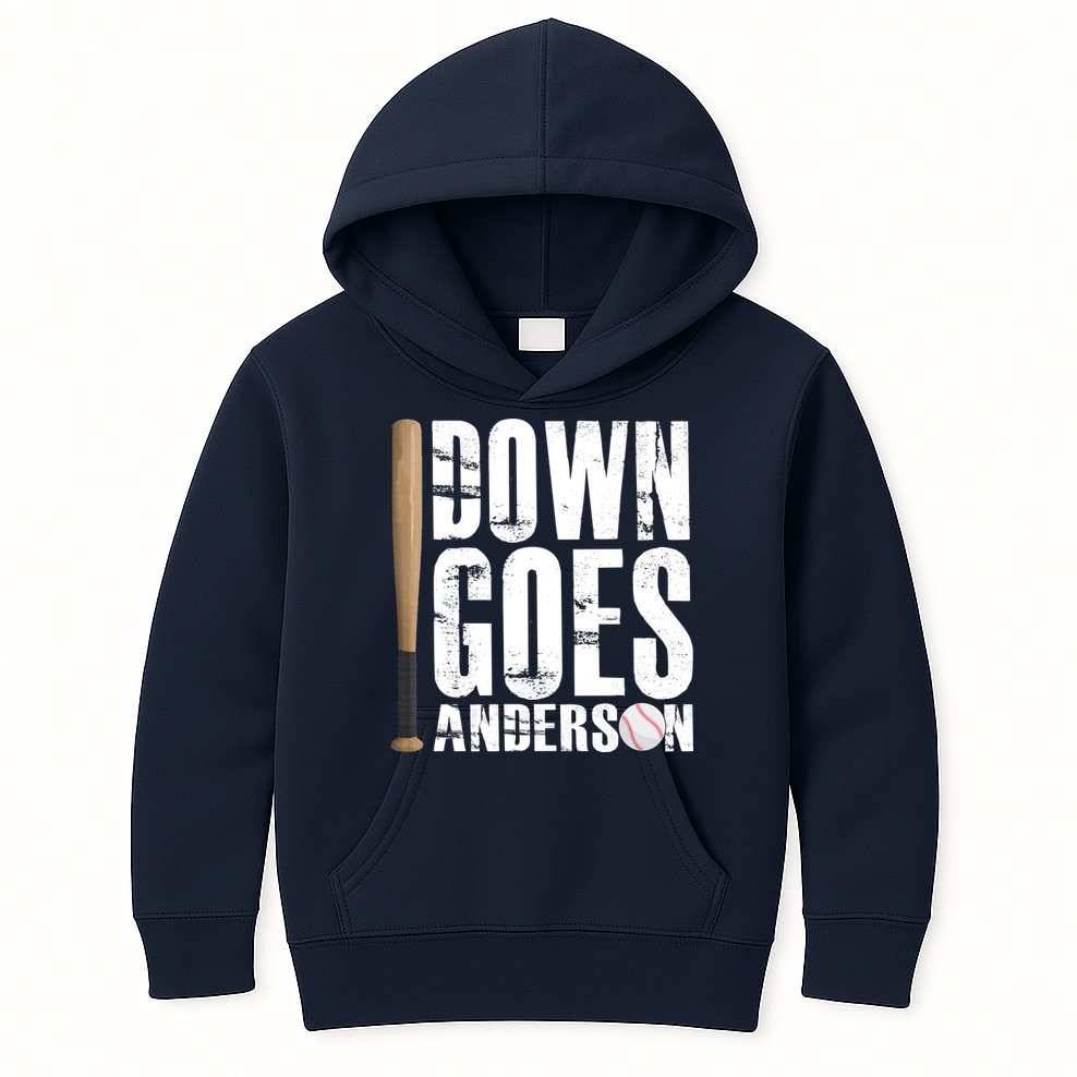 Down Goes Anderson Baseball Kids Hoodie