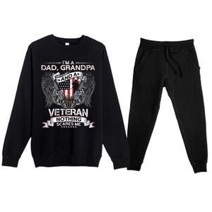 Dad Grandpa And A Veteran Proud American Veteran Grandfather Gift Premium Crewneck Sweatsuit Set