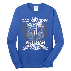 Dad Grandpa And A Veteran Proud American Veteran Grandfather Gift Tall Long Sleeve T-Shirt