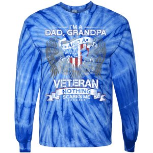 Dad Grandpa And A Veteran Proud American Veteran Grandfather Gift Tie-Dye Long Sleeve Shirt