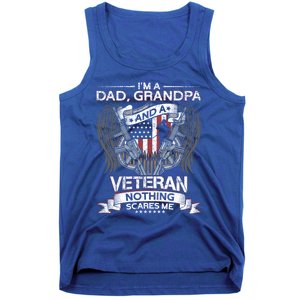 Dad Grandpa And A Veteran Proud American Veteran Grandfather Gift Tank Top