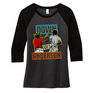 Down Goes Anderson Baseball Meme Funny Women's Tri-Blend 3/4-Sleeve Raglan Shirt