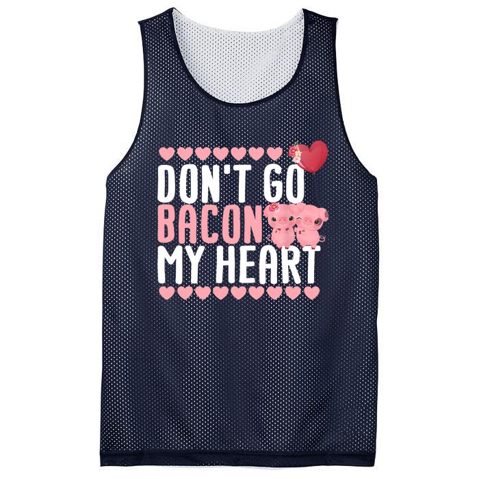 Don't Go Bacon My Heart Funny Pig Lover Pun Valentines Day Mesh Reversible Basketball Jersey Tank