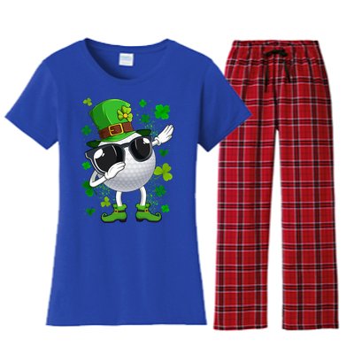 Dabbing Golf Ball Leprechaun Saint Patrick's Day Cute Gift Women's Flannel Pajama Set