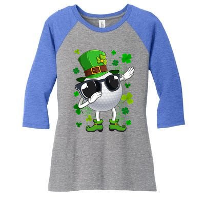 Dabbing Golf Ball Leprechaun Saint Patrick's Day Cute Gift Women's Tri-Blend 3/4-Sleeve Raglan Shirt