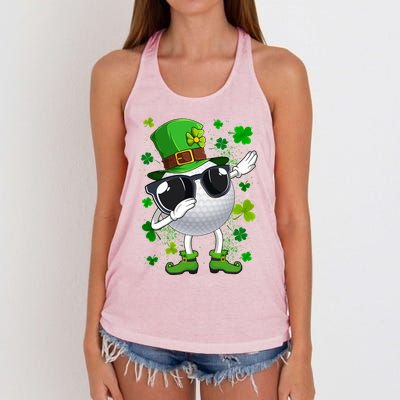 Dabbing Golf Ball Leprechaun Saint Patrick's Day Cute Gift Women's Knotted Racerback Tank