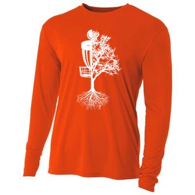 Disc Golf Basket And Tree Frolf Frisbee Golf Cool Gift Cooling Performance Long Sleeve Crew