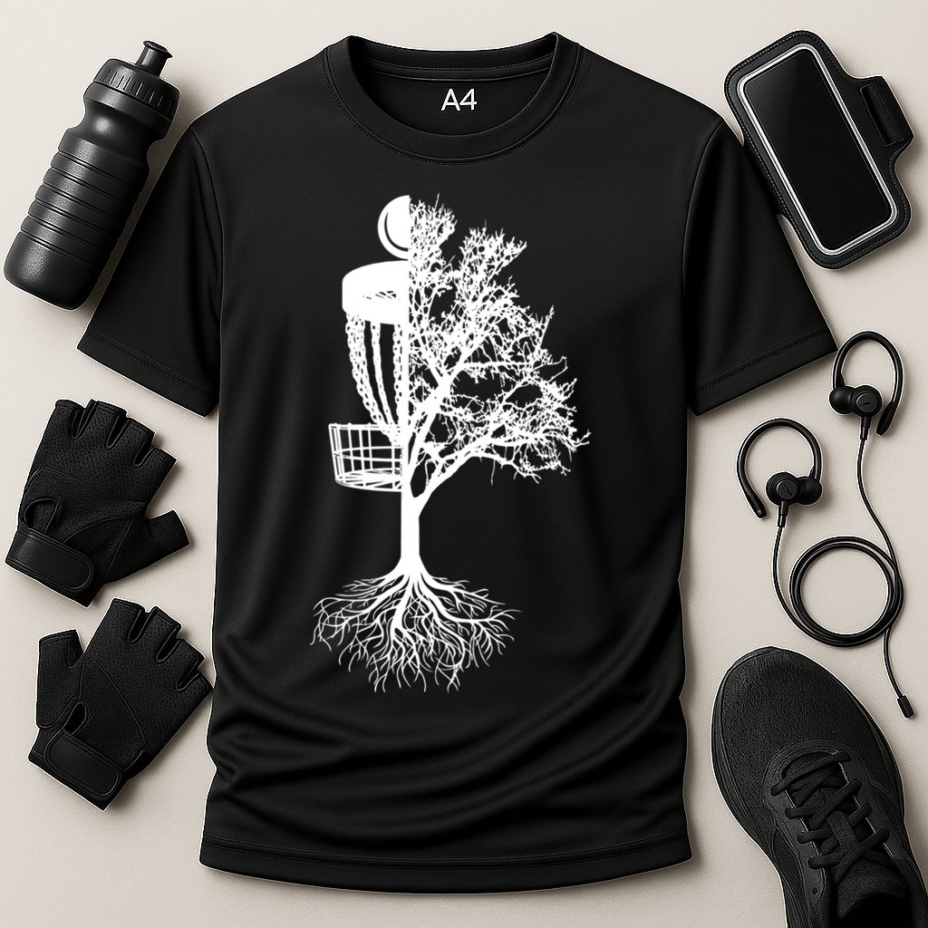 Disc Golf Basket And Tree Frolf Frisbee Golf Cool Gift Cooling Performance Crew T-Shirt