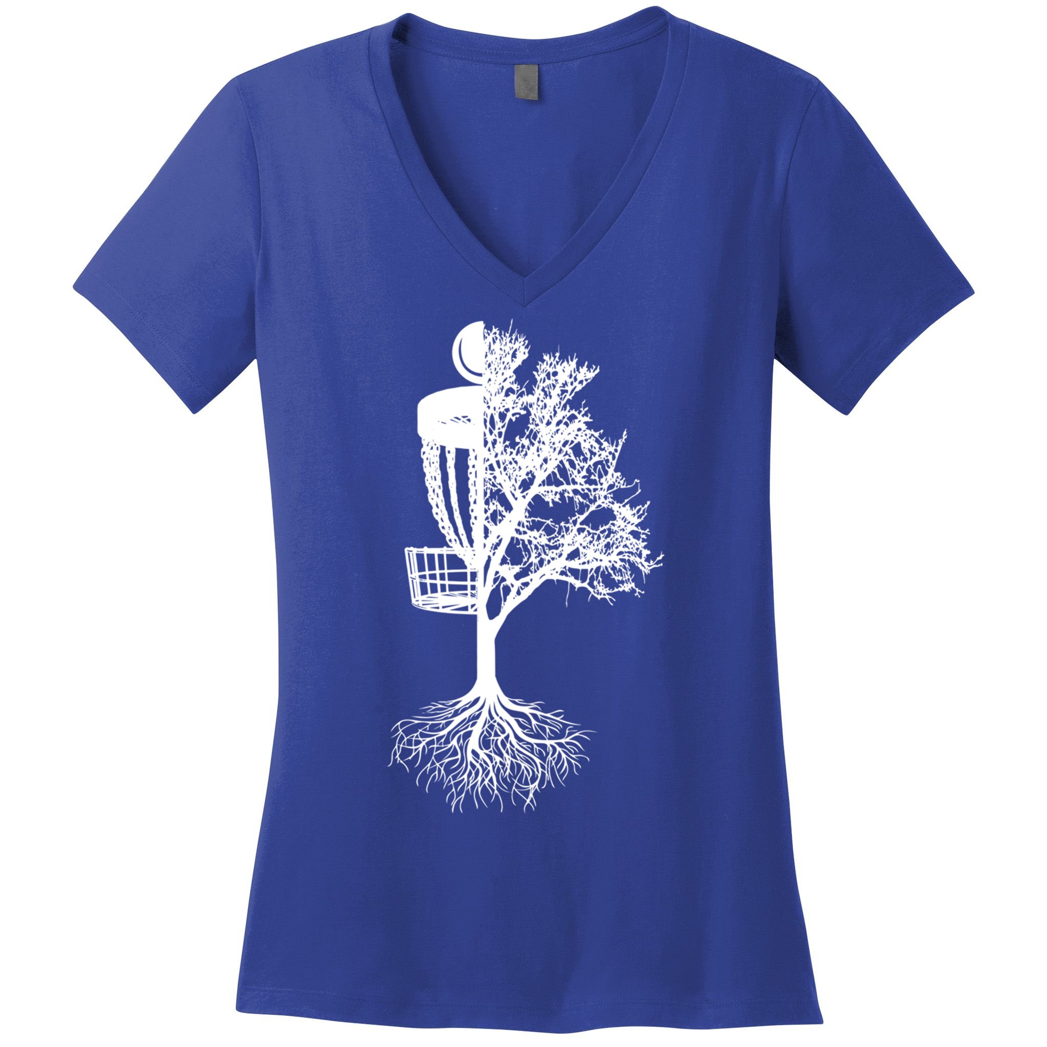 Disc Golf Basket And Tree Frolf Frisbee Golf Cool Gift Women's V-Neck T-Shirt
