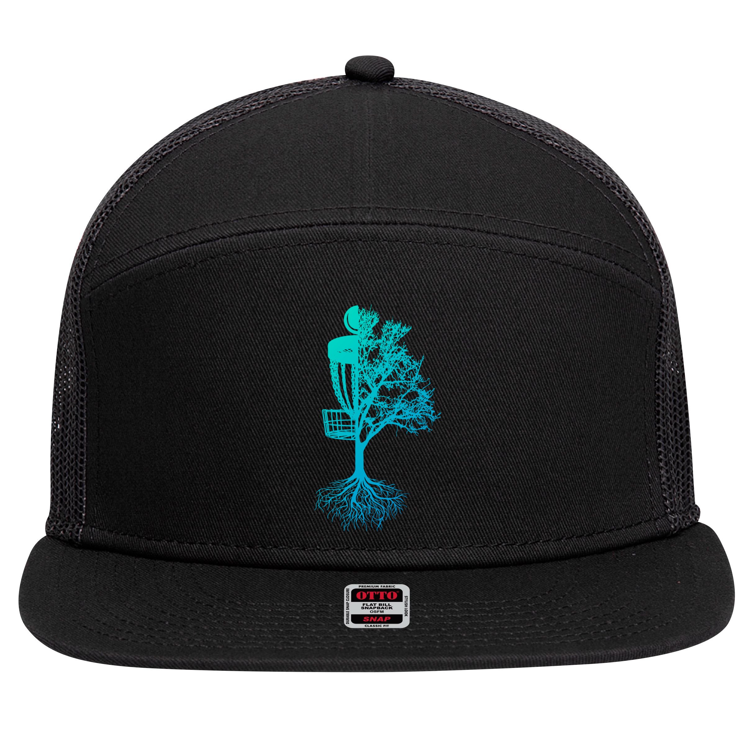 Disc Golf Basket And Tree Frolf Frisbee Golf Cool Gift 7 Panel Mesh Trucker Snapback Hat
