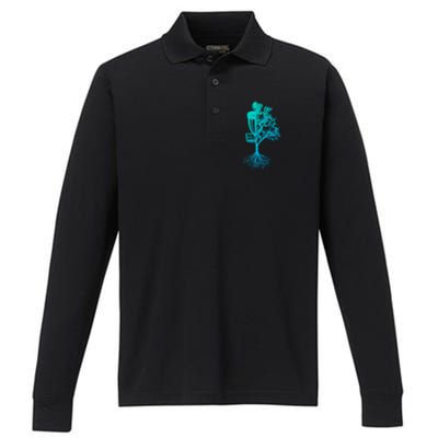 Disc Golf Basket And Tree Frolf Frisbee Golf Cool Gift Performance Long Sleeve Polo