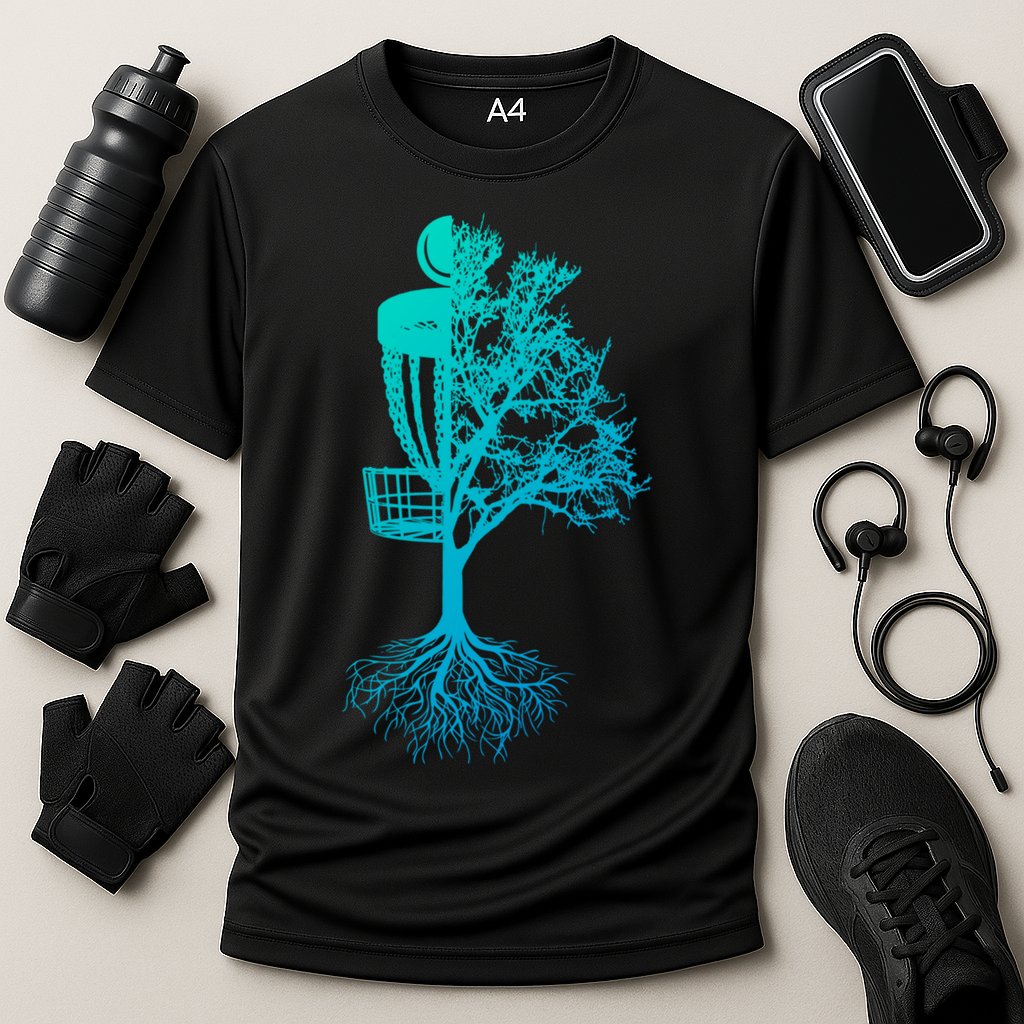 Disc Golf Basket And Tree Frolf Frisbee Golf Cool Gift Cooling Performance Crew T-Shirt