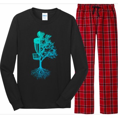 Disc Golf Basket And Tree Frolf Frisbee Golf Cool Gift Long Sleeve Pajama Set