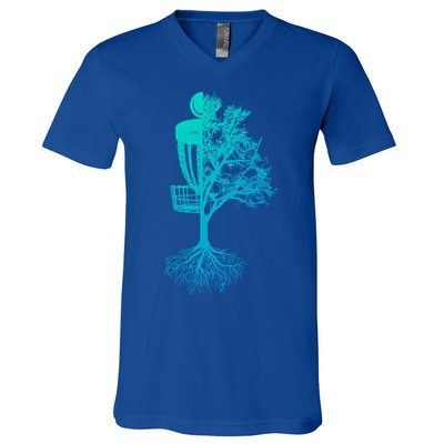 Disc Golf Basket And Tree Frolf Frisbee Golf Cool Gift V-Neck T-Shirt